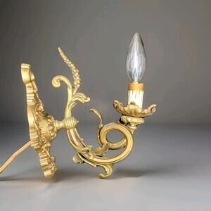 Acanthus Leaf Brass Wall Sconce Lamp Ornate Candle Style Electric Single Works